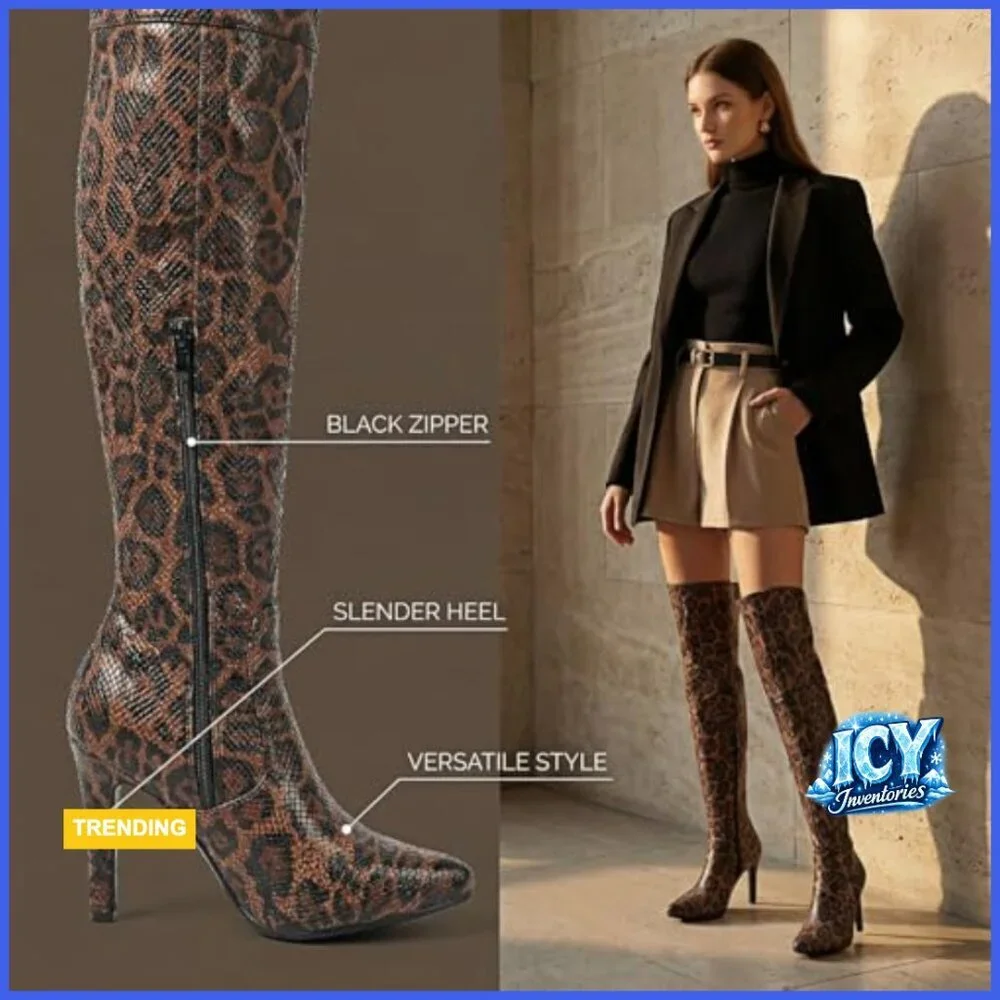 Over The Knee Boots with Chunky Heel & Side Zipper, Premium Faux Suede